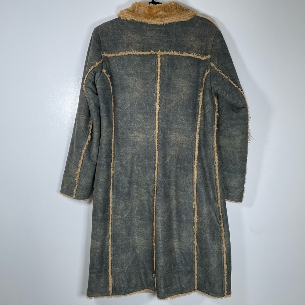 Vintage Y2K Size L/G Long Aviator Faux Fur Afghan Coat 70s Hippie Boho Grunge - Picture 7 of 16